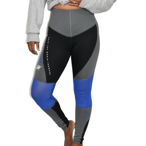 Nike Leggings Blue Power Hyper Training Mesh High Waist Full Length Size Small - Picture 1 of 16